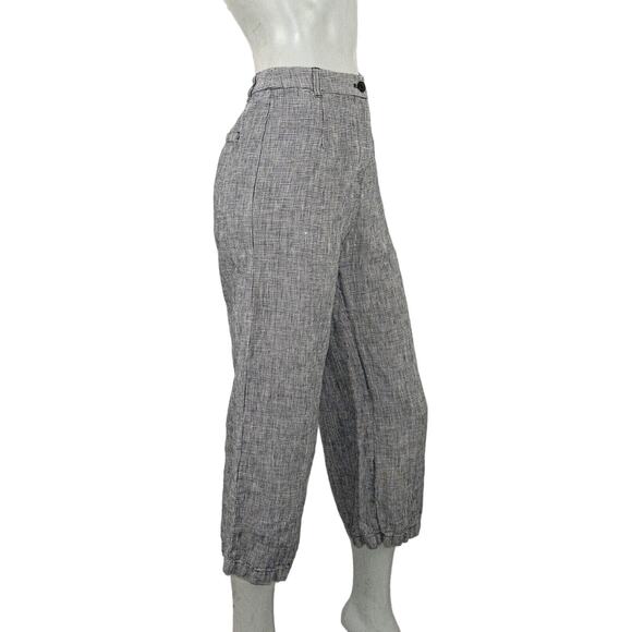 Reformation Women's 100% linen Wide leg Houndstooth pants black white size 0 - Picture 4 of 8